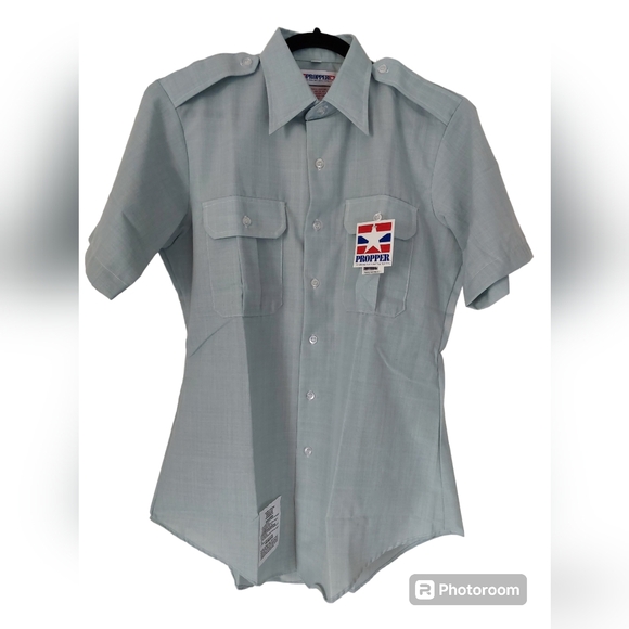 Propper Shirt Mens Size Small Army Green Polyester Wool Dress Shirt Short Sleeve - Picture 1 of 10